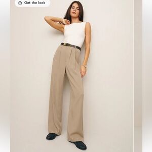 Reformation Mason Pant Light Khaki High Rise Wide Leg Relaxed 6